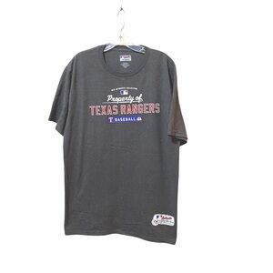 Gray Majestic Texas Rangers Gray T-Shirt Short Sleeves Crew Neck Cotton Blend